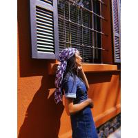 CLARA HEADSCARF BEYAZ-MAVİ DESEN