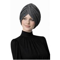 Gri-Siyah Dikey Çizgili Bone