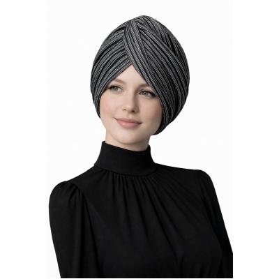 Gri-Siyah Dikey Çizgili Bone