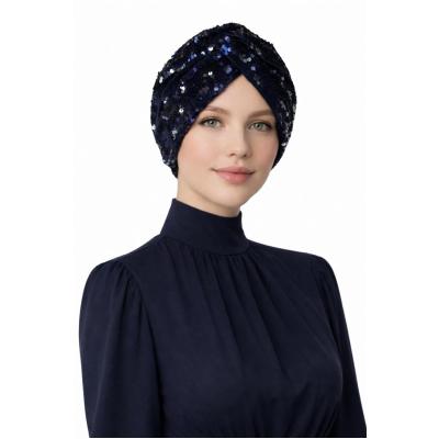 Lacivert - Gümüş Payetli Bone