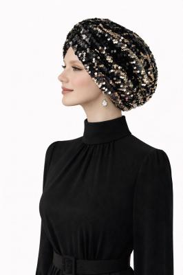 Siyah-Gold Payetli bone